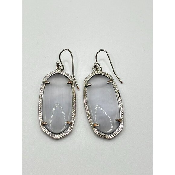 Kendra Scott Elle Drop Earrings Silver Tone Ivory - Picture 1 of 8
